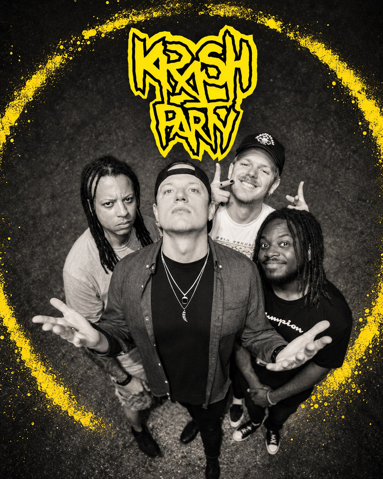 Krash Party black and yellow campaign portrait